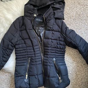 Black Guess Winter Coat - it has been perfect for Wisconsin winters!